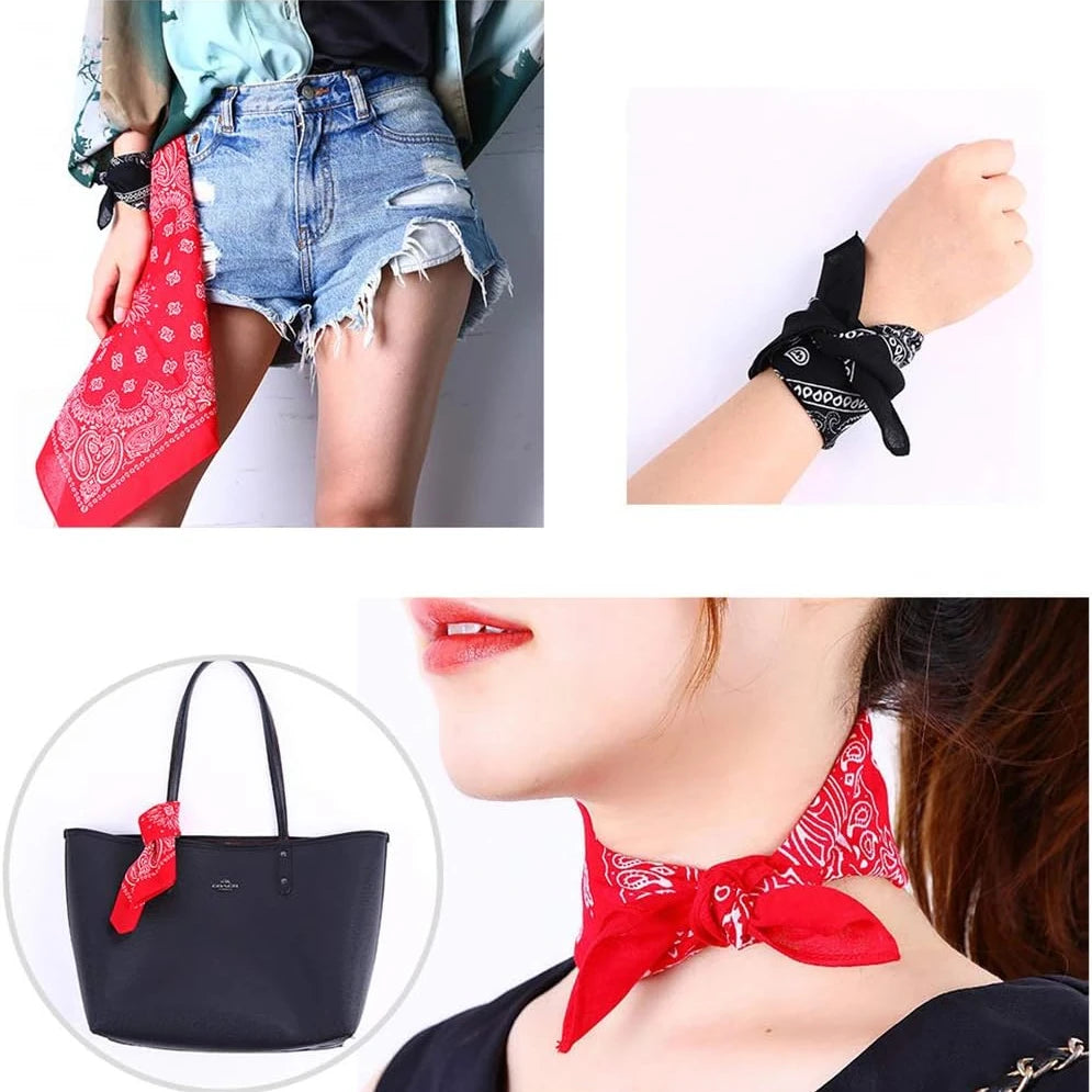 Hip Hop Cowboy Paisley Scarf Large bandana head Square scarf Men Women 55x55cm Black Red White
