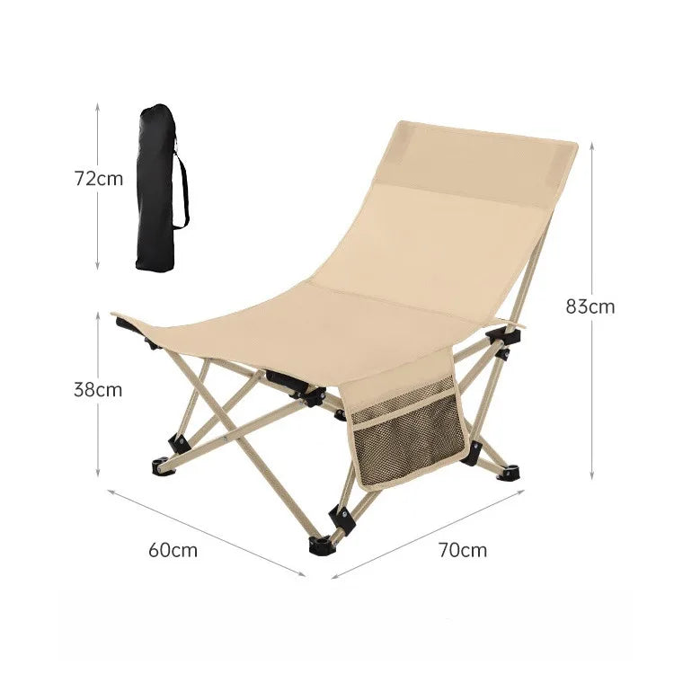 Outdoor Portable Folding Chair Camping Outing Lightweight Adjustable Recliner Fishing Leisure Chair Lunch Break Back Moon Chair
