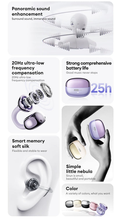 Choice Lenovo LE302 OWS Ear Clip Earphones Wireless Bluetooth 6.0 Headset HD Call Earbuds Low Latency Gaming Headphones New