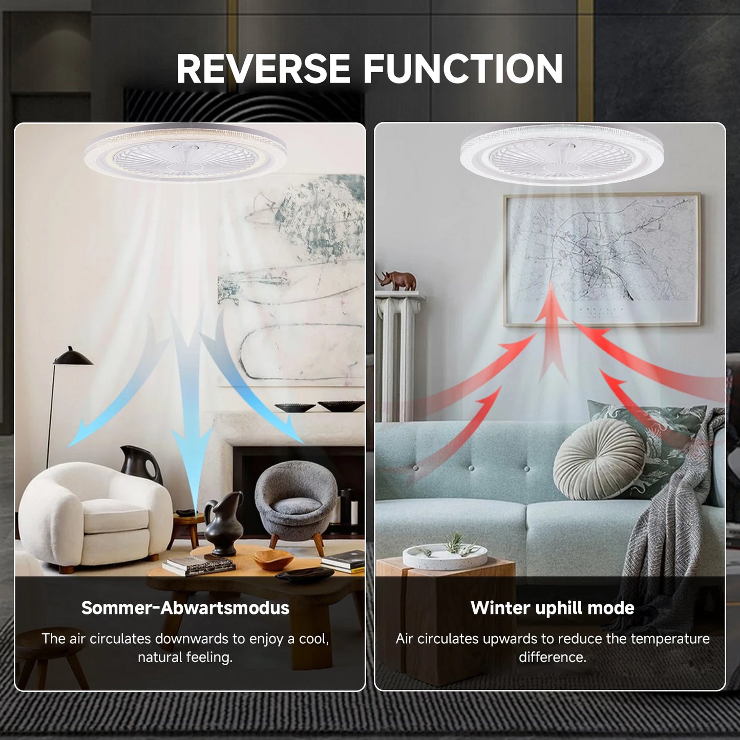 49x49cm Modern Ceiling Fan with Light 6 Speeds Reversible Low Profile Ceiling Fan Light 3CCT LED Dimmable Flush Mount Ceiling Fans with Lights Timing Ceiling Fans Light with Remote for Living Room Kitchen Bedroom And Office