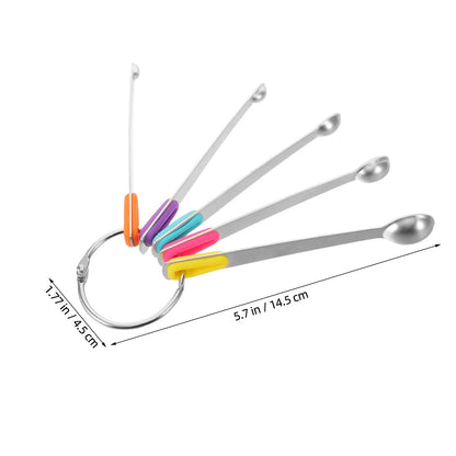 5 Pcs Stainless Steel Colored Non-slip Measuring Spoons Herb Coffee Ground Beans Scoop Scale Teaspoons Accurate Kitchen Measure
