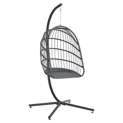 Woven hanging chair with stand and cushions hanging swing egg chair indoor outdoor patio garden leisure chair
