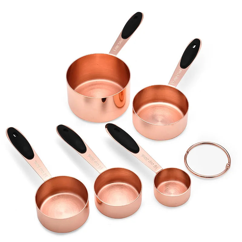 5/10pcs Kitchen Stainless Steel Silicone Measuring Cups Spoons Set for Accurate Baking and Cooking Grain Dessert Coffee Spoons