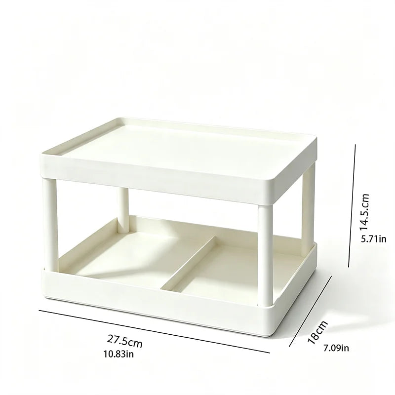 Versatile Double Layer Desktop Storage Rack Plastic Organizer for Bedroom Office Cosmetics Student Dormitory Small Items