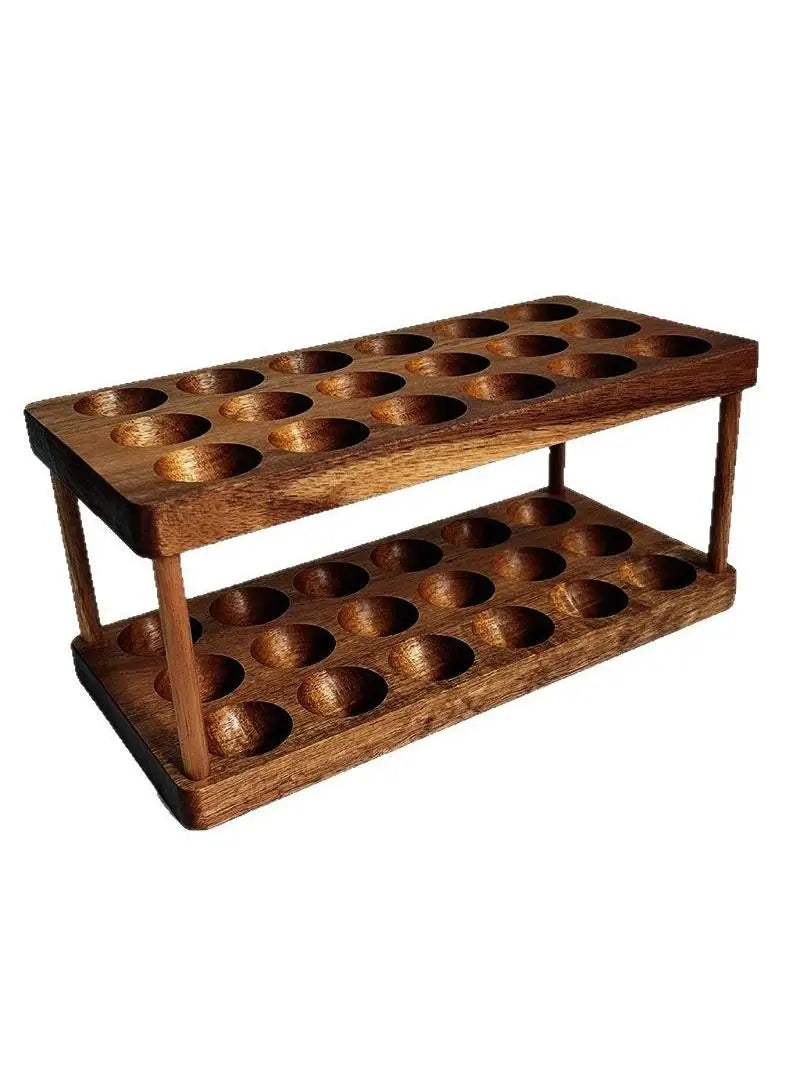 Real Wood Double Layer Egg Tray Kitchen Desktop Storage Rack Household Organizer Display Shelf Multi-Purpose Storage Solution
