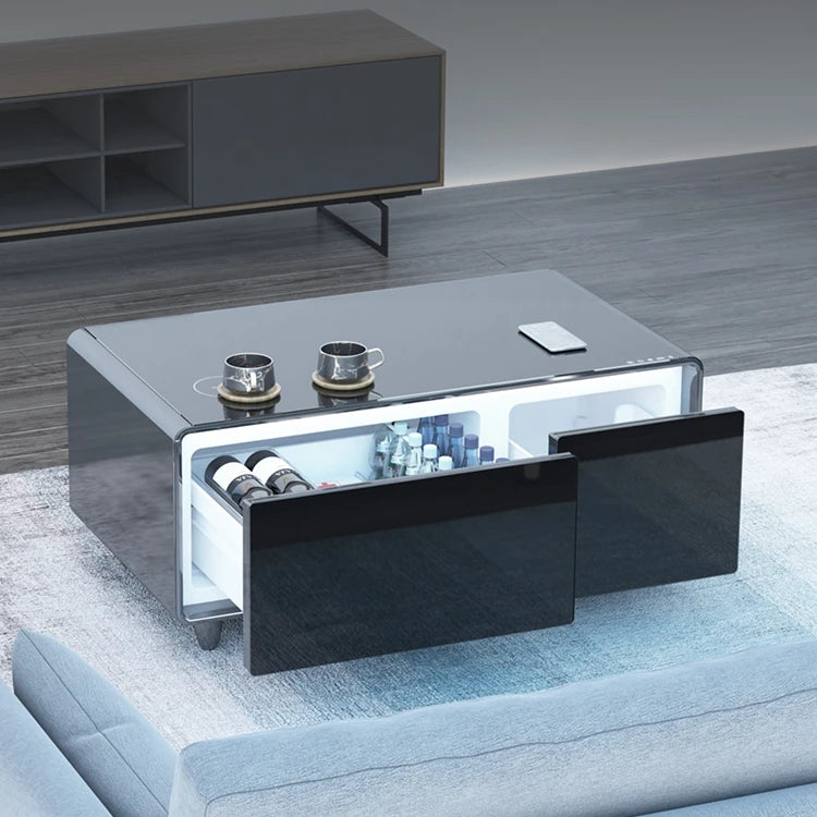 Home Smart Furniture 93L Refrigerator Modern Table Smart Coffee Table with 2 USB Ports Wireless Phone Charging Coffee Tables