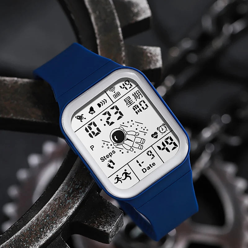 Fashion Digital Watch for Men Women Kids Spaceman Sweaterproof Sport Watches Multifunction Clock Student Electronic Wristwatch