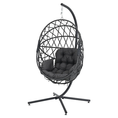 Woven hanging chair with stand and cushions hanging swing egg chair indoor outdoor patio garden leisure chair
