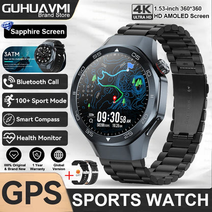 2026New Luxury Mens GPS Motion Smart Watch Military Wristwatch Waterproof Compass Altimeter Man Electron Sports Business Watches