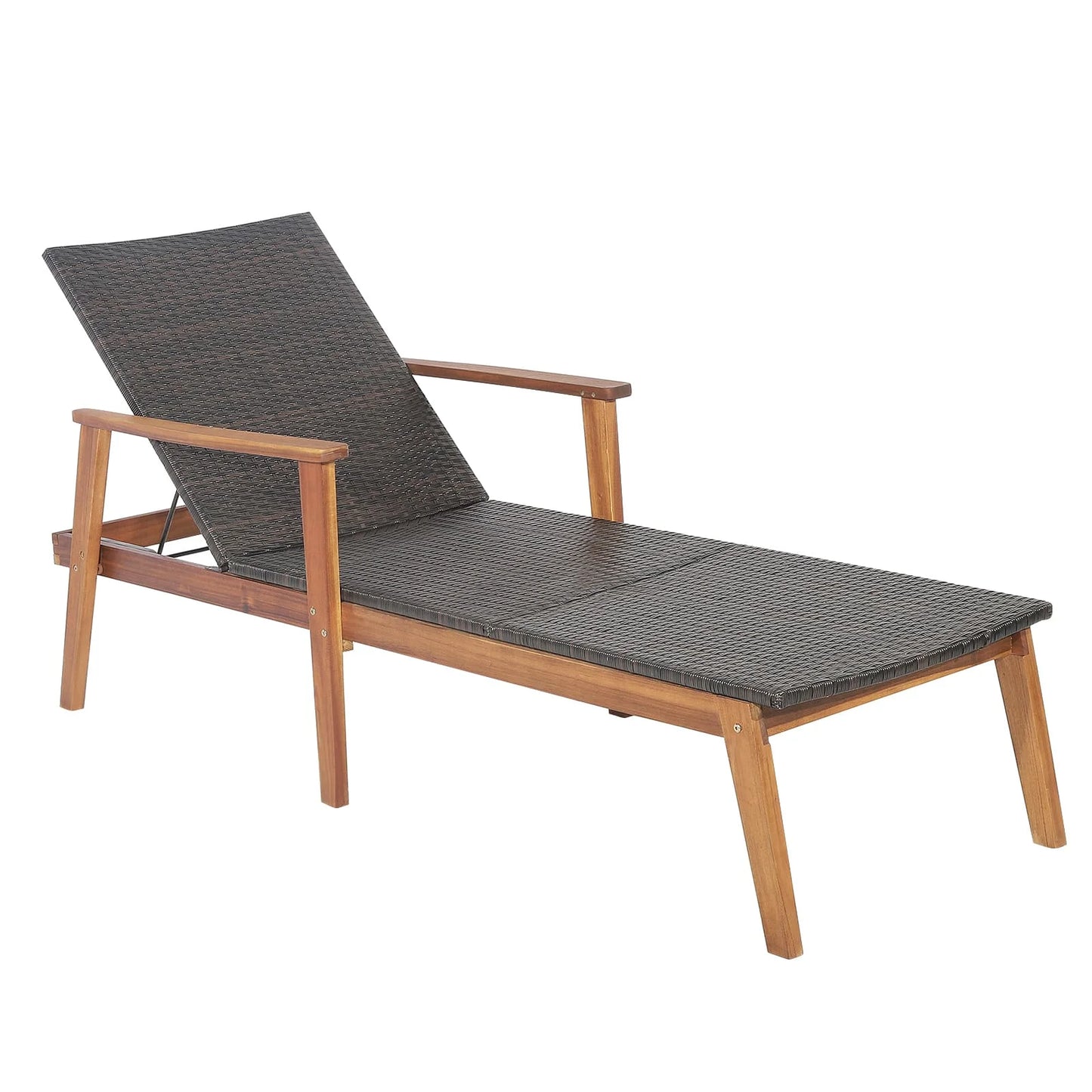 GOFLAME Patio Chaise Lounge Chair Outdoor Rattan Recliner-Mix Brown