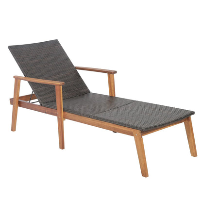 GOFLAME Patio Chaise Lounge Chair Outdoor Rattan Recliner-Mix Brown