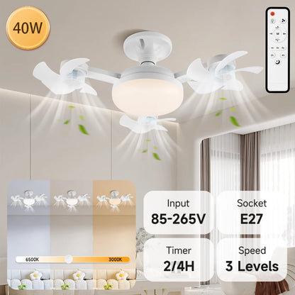 72W Ceiling Fan Ceiling Light 85-265V Ceiling Fans with Light and Remote 3 Colors Dimmable Ceiling Lamps for Living Room Bedroom