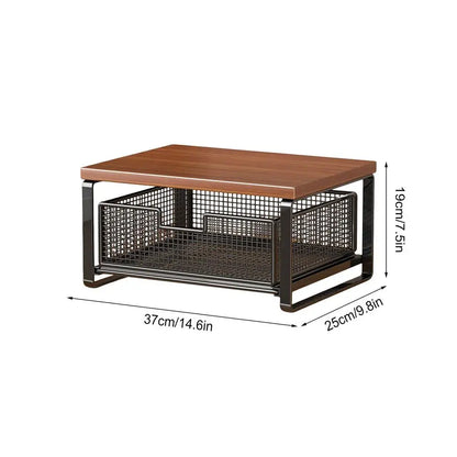 Double-Tier Printer Stand with Storage Space Saving Office Organizer Desk Printer Shelf for Home School Kitchen Counter