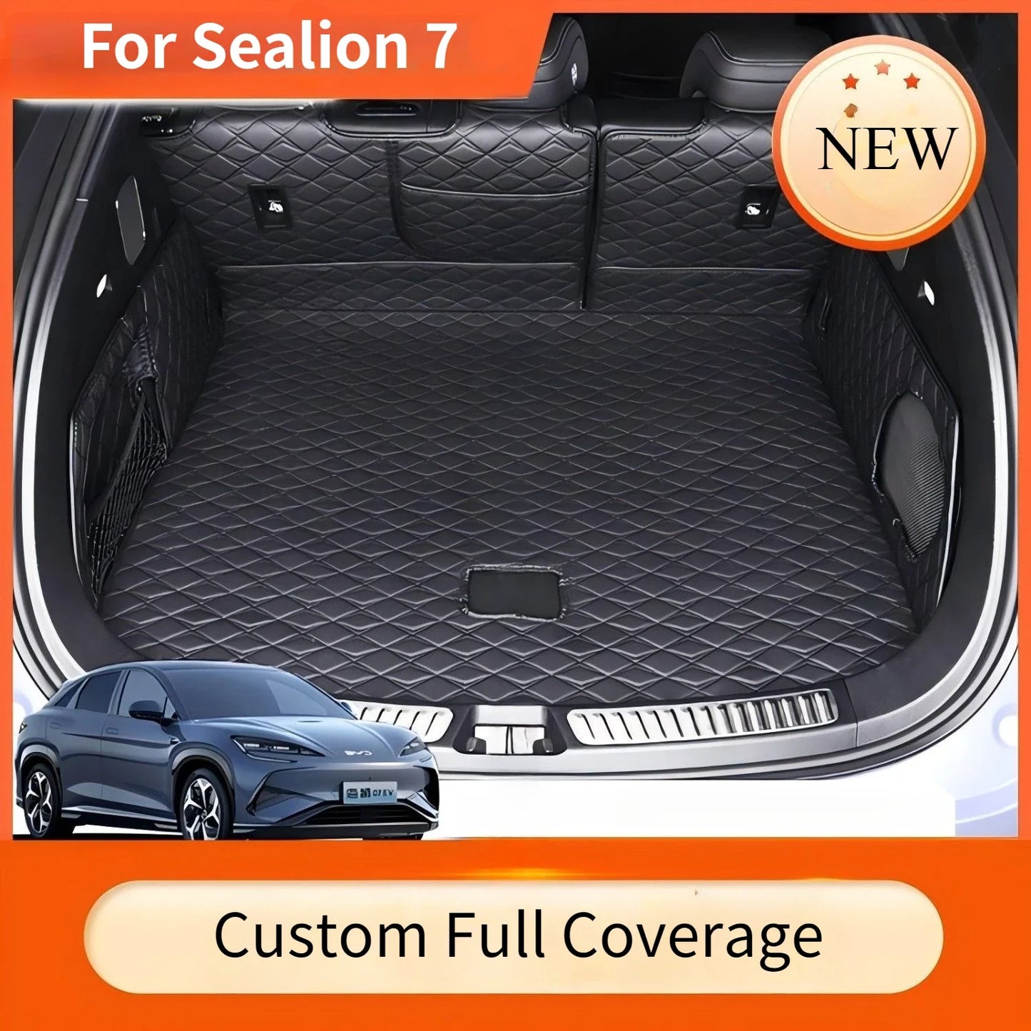 For BYD Sealion 7 2025 2024 Custom Car Boot Mat Rear Trunk Liner Cargo Leather Floor Carpet Tray Protector Accessories Mats