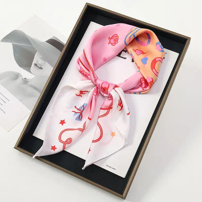 60Colors Luxury Scarf Women 70*70Cm Silk Feel Square Hair Wrapping Foulard Satin Shawl Big Size Head Bandana Hijab Handkerchief