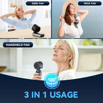 Handheld Folding Fan Type-C Charge Ports Portable Desktop 5level Wind Speed Adjustment Digital Display Electric Fan With Lanyard