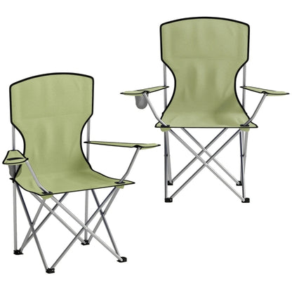 2-Pack Portable Folding Camping Chairs with Cup Holders & Carry Bag – Green Outdoor Camp Chairs for Beach, Picnic, Garden & Sports Events
