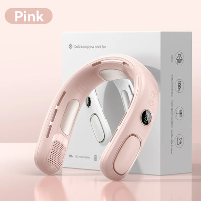Lenovo Portable Neck Fan Mini Neck Cooler Bladeless Hanging Neck Fan 4000mah Usb Rechargeable IceCooling Fan Led Digital Display