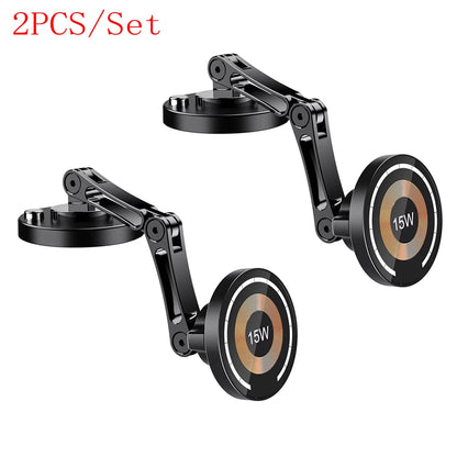 Magnetic Car Phone Holder Wireless Charger Rotation Holder Fast Charging for iPhone 16/15/14/13 Samsung Magsafe Car Phone Stand