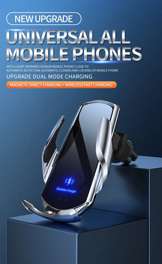 New Upgrade Car Magneti Mobile Phone Holder 15W Wireless Charging Portable Cellphone Bracket Stand In Auto Interior Accessories