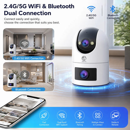 CAM720 8MP WiFi IP Camera Dual Lens Outdoor Surveillance Camera Auto Tracking Baby Monitor Night Vision 5X Zoom Indoor Cameras