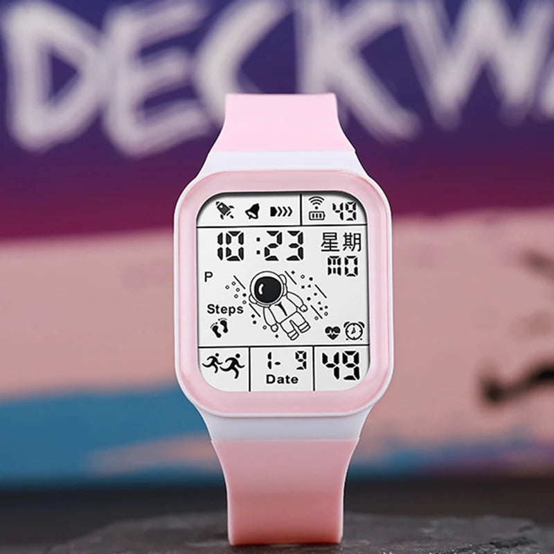 Fashion Digital Watch for Men Women Kids Spaceman Sweaterproof Sport Watches Multifunction Clock Student Electronic Wristwatch