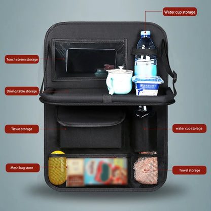 Car Back Seat Storage Holder Multi-Pocket Waterproof Organizer Large Capacit with Foldable Tray Cup/Tissue Holder Storage Pocket