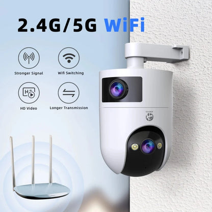 CAM720 8MP WiFi IP Camera Dual Lens Outdoor Surveillance Camera Auto Tracking Baby Monitor Night Vision 5X Zoom Indoor Cameras