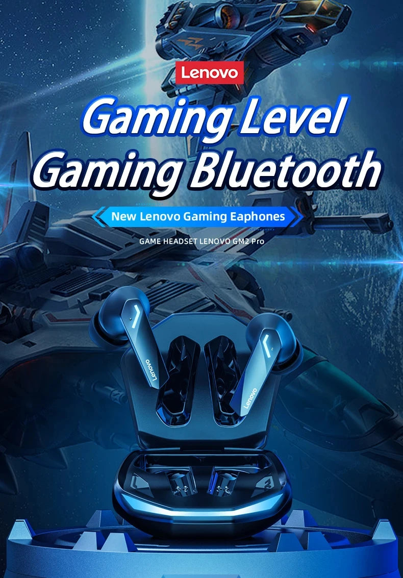 Lenovo GM2 PRO Bluetooth Headset for Game  5.3 Spoit Headset Dual Mode HD Call Noise Reduction Earbuds with Mic Music Earphories