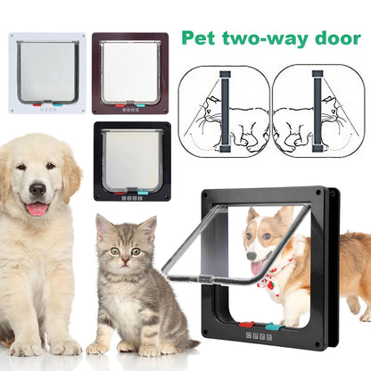 Cat Flap Door with 4 Way Security Lock Puppy Kitten Safety Pet Door ABS Plastic Small Pet Gate Pet Door and Sliding Door