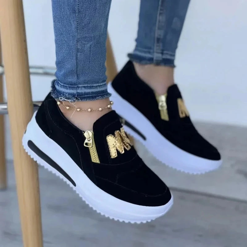 Women's Sneakers Platform Shoes Side Zipper M Printed Women Vulcanized Shoes Lightweight Casual Shoe Plus Size 43 Women Shoes
