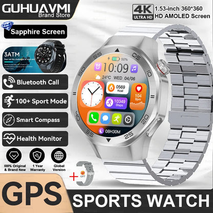 2026New Luxury Mens GPS Motion Smart Watch Military Wristwatch Waterproof Compass Altimeter Man Electron Sports Business Watches