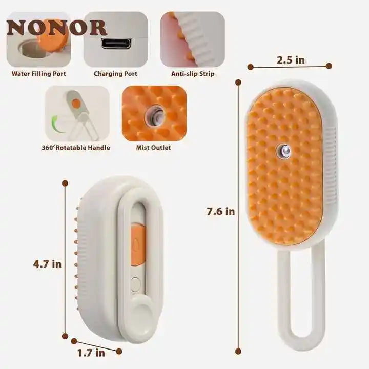 3-in-1 Dog Cat Hair Brush Electric Pet Cleaning Steam Spray Brush Massage Hair Removal Comb Anti Flying Brush