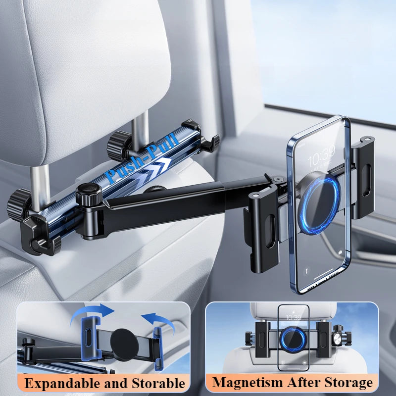 Eary Car Headrest Tablet Holder Mount Back Seat With 360°Rotate Phone Stand 2 Hooks Trip Essentials for Kids for 4.7-12.9 Inch