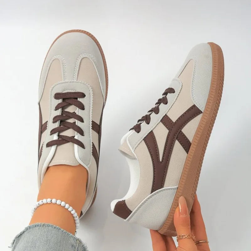 Large Size Women's Running Shoes Fashionable Retro Casual All-Match Flat Bottom Sports Sneakers Autumn Season White Shoes