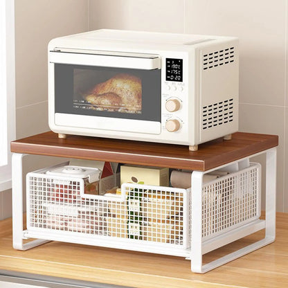 Double-Tier Printer Stand with Storage Space Saving Office Organizer Desk Printer Shelf for Home School Kitchen Counter