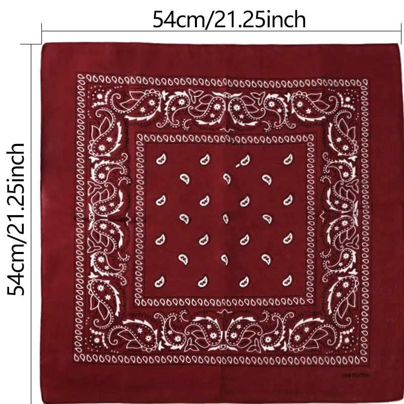 Hip Hop Cowboy Paisley Scarf Large bandana head Square scarf Men Women 55x55cm Black Red White