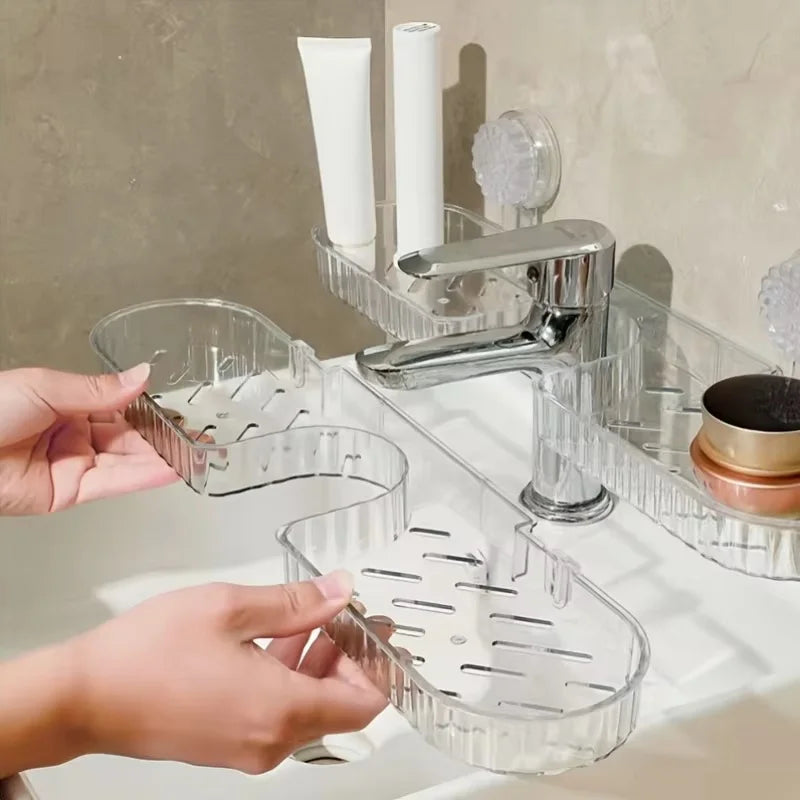 1-Piece Suction Cup Washbasin Storage Rack for Bathroom, Toilet, Mirror Front, Faucet, High Aesthetic Value, No-Drill Wall-Mounted, Universal, Available in Two Colors