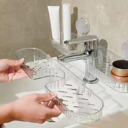 1-Piece Suction Cup Washbasin Storage Rack for Bathroom, Toilet, Mirror Front, Faucet, High Aesthetic Value, No-Drill Wall-Mounted, Universal, Available in Two Colors