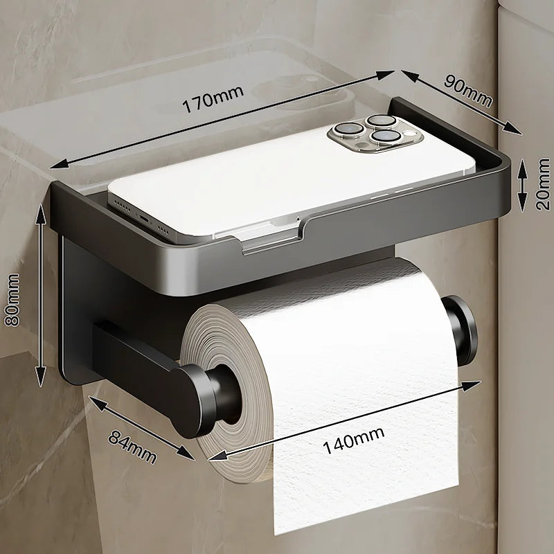 Aluminum alloy Toilet paper holder Toilet Paper Holder Wall-Mounted WC Paper Phone Holder Shelf Towel Roll shelf Accessories