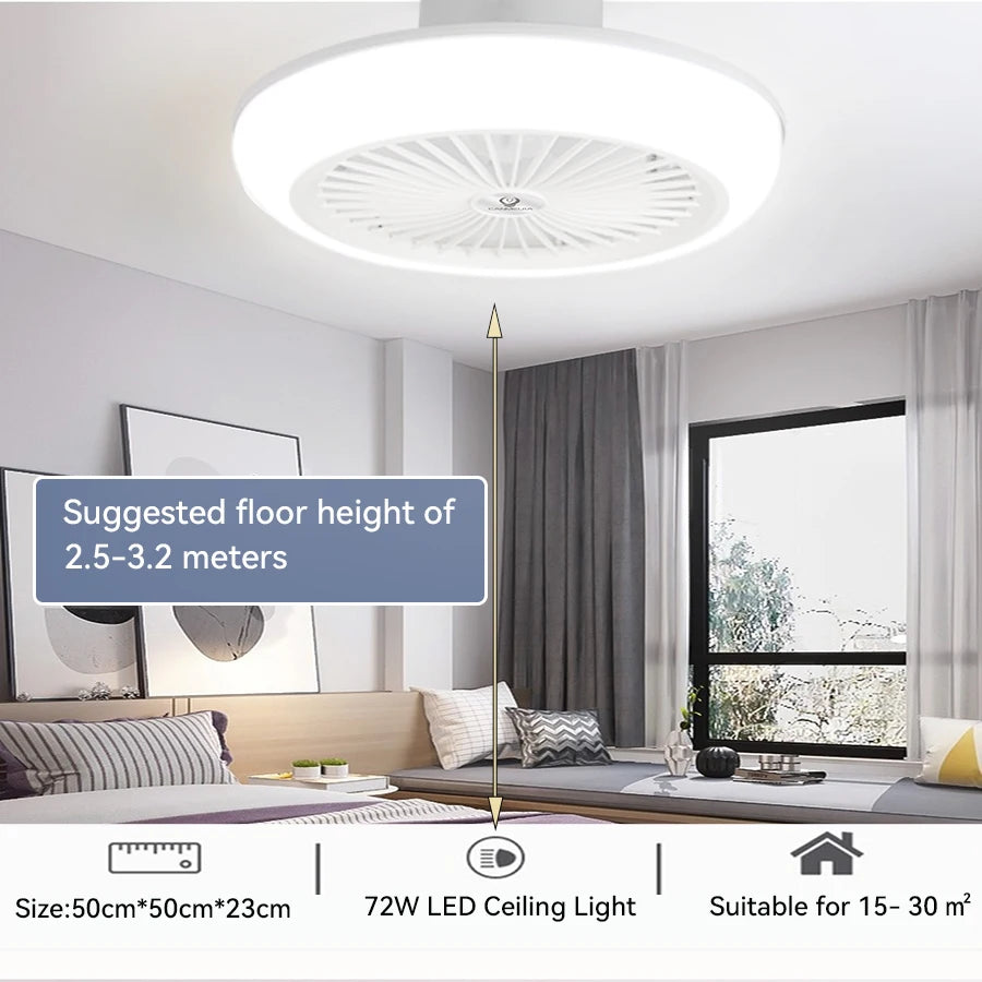 72W Ceiling Fan Ceiling Light 85-265V Ceiling Fans with Light and Remote 3 Colors Dimmable Ceiling Lamps for Living Room Bedroom