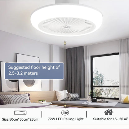 72W Ceiling Fan Ceiling Light 85-265V Ceiling Fans with Light and Remote 3 Colors Dimmable Ceiling Lamps for Living Room Bedroom