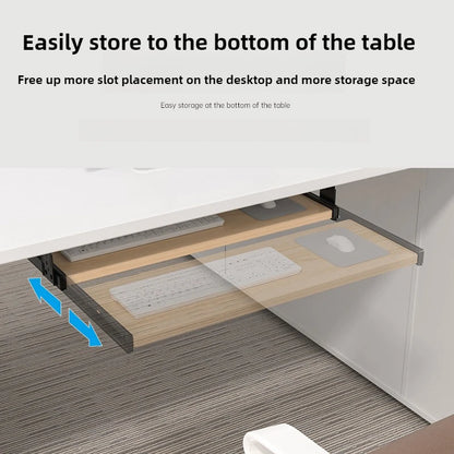 Under Desk Keyboard Tray Slide Rail Drawer with Height Adjustable Table Accessories Retractable Mouse Stand for PC Workstation