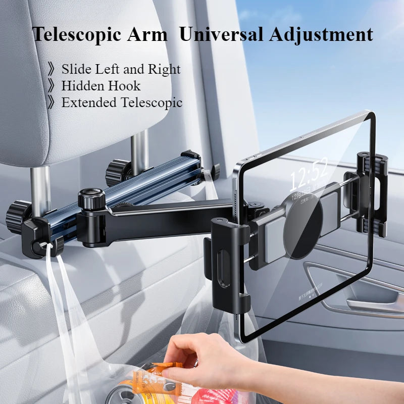 Eary Car Headrest Tablet Holder Mount Back Seat With 360°Rotate Phone Stand 2 Hooks Trip Essentials for Kids for 4.7-12.9 Inch