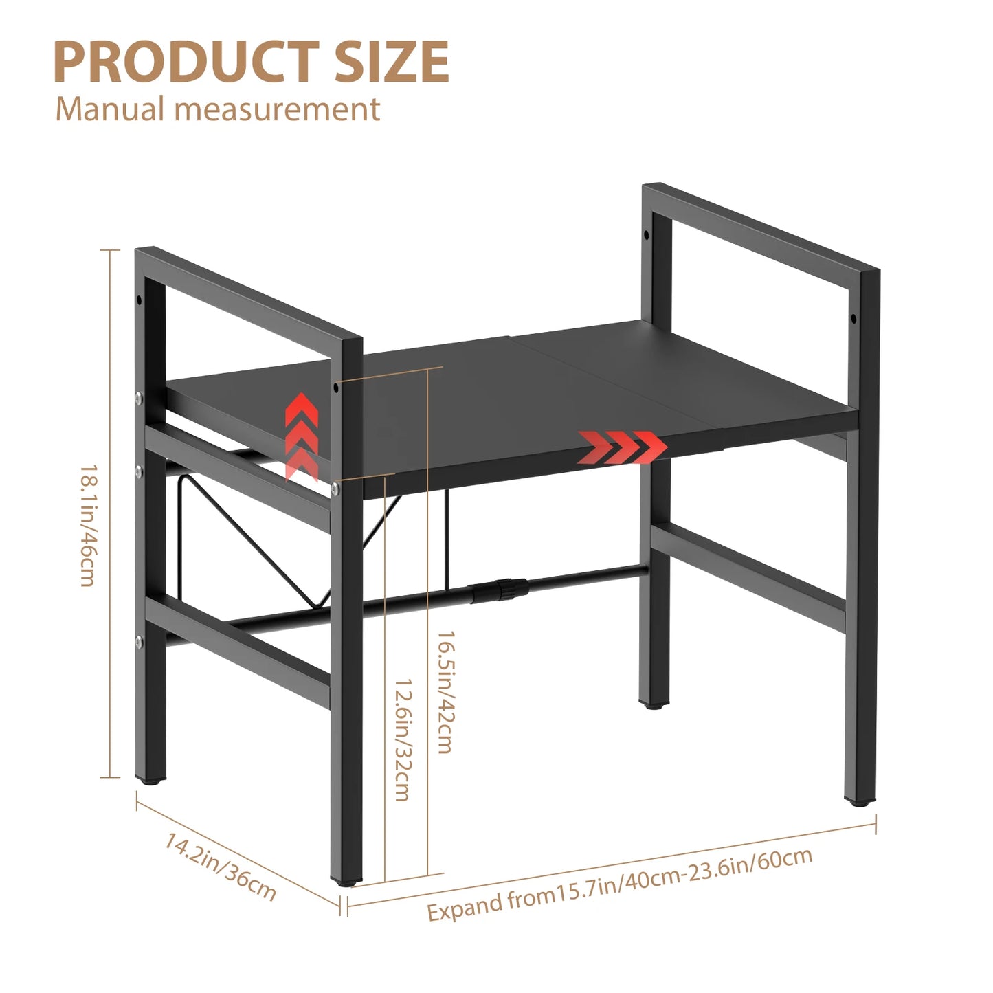 Expandable Microwave Shelf, 1 or 2 Tier Microwave oven Rack Stand Storage Holder Kitchen Corner Shelf Desktop Printer Shelf Rack
