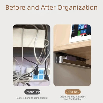 PVC Under Desk Cable Management Tray Large Capacity Easy Installation No Punch Cable Organizer Adhesive Mount Minimalist Design