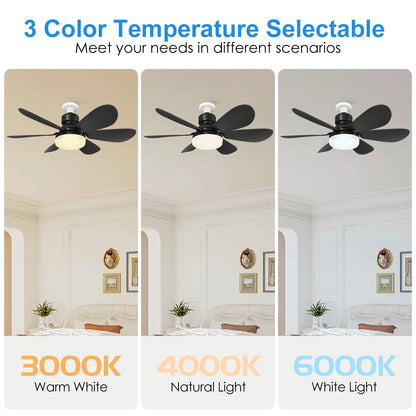 Cordless Light Socket Fan for Kitchen Bedroom Small Room LED Socket Fan Light with Remote Small Ceiling Fan with Light