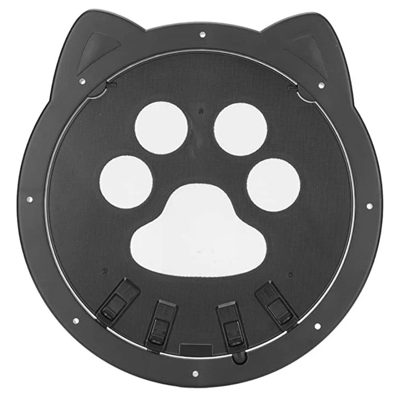 4 Ways Lock Small Cat Paw Print Flap Pet Door Puppy Door for Interior Exterior Door Window Lockable Safe Dog Gate Screen Door