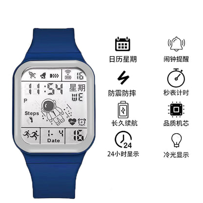 Fashion Digital Watch for Men Women Kids Spaceman Sweaterproof Sport Watches Multifunction Clock Student Electronic Wristwatch