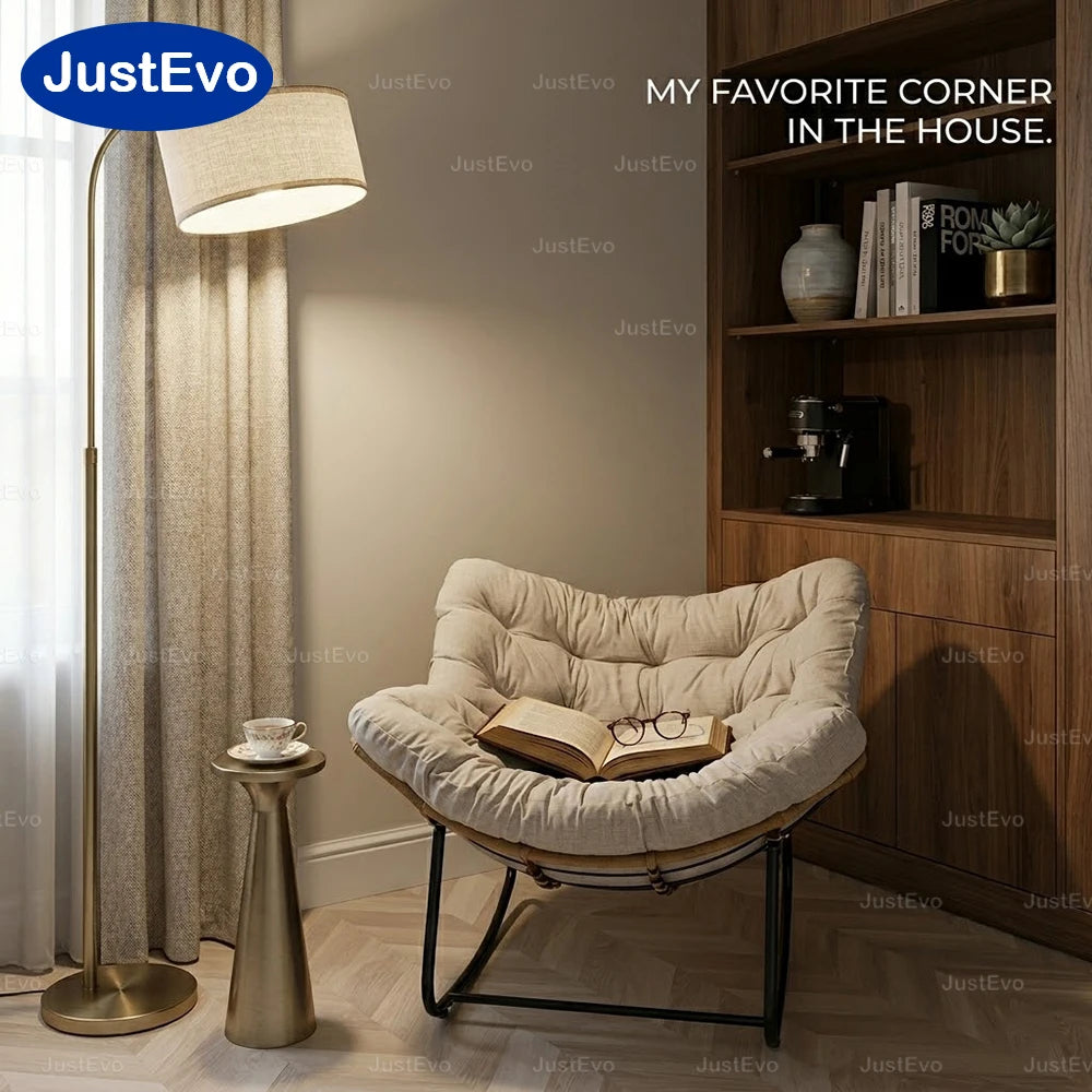 JustEvo Oversized Patio Rocking Chair with Thick Cushion, PE Wicker Outdoor Lounge Chair, Sturdy Metal Frame Garden Seating for Garden, Balcony, and Porch